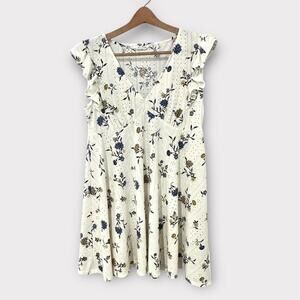 Springfield Womens Summer Dress White Floral Sleeveless Ruffles Short Size XL